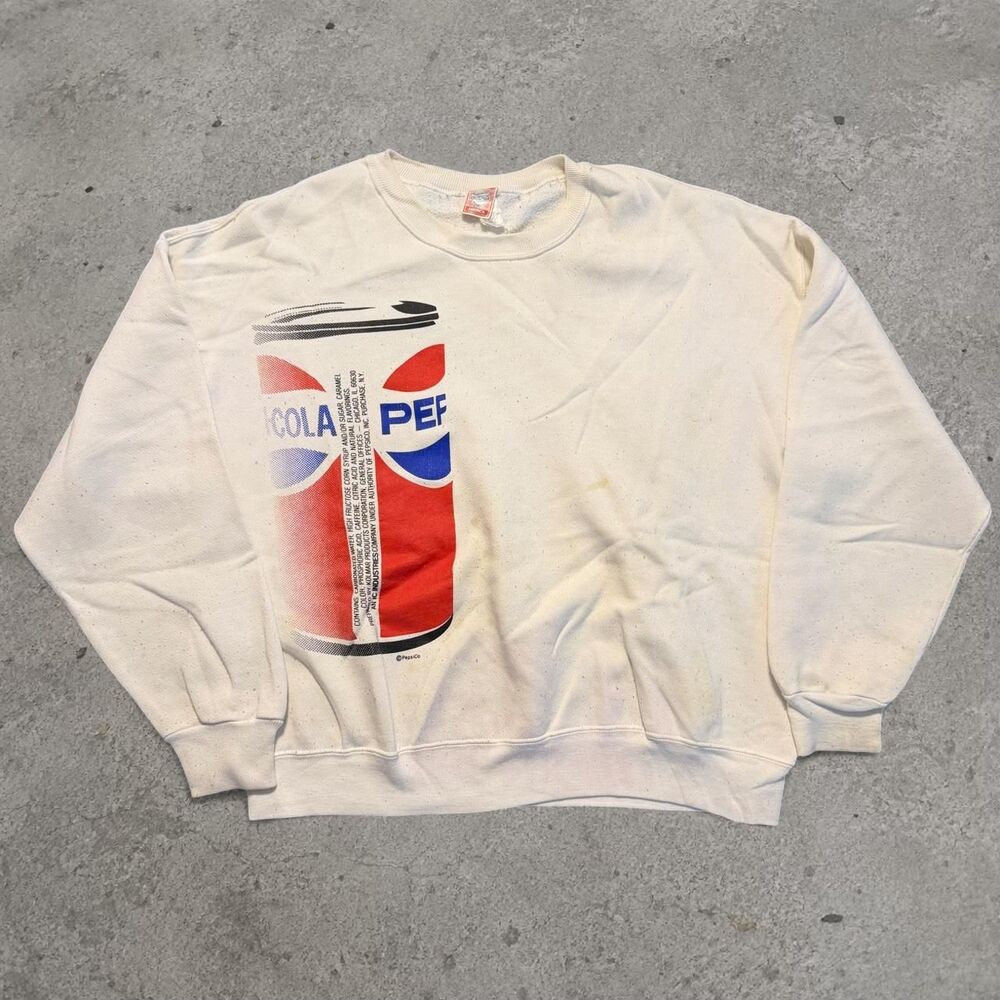 Vintage Rare Pepsi Crewneck Sweatshirt Size Large Classic Cola Soda Pull Over